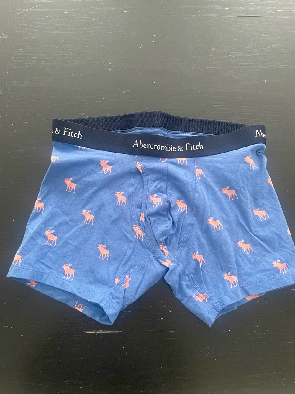Abercrombie & Fitch Blue Boxer Briefs with Pink Moose Print